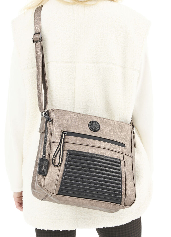 Rieker, tas, dames, met magnetische sluiting op voorvak BRONSZWART